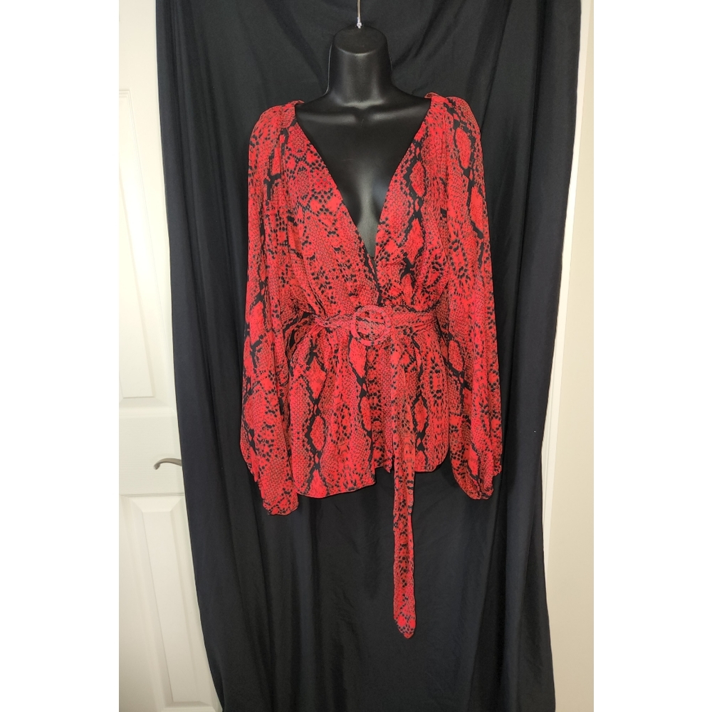 Red Leopard Shirt with belt